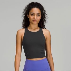 This is the lulu wunder train Racerback tank in black